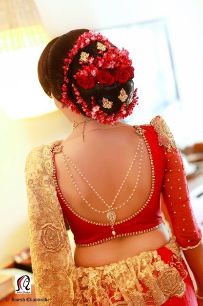 Red Blouse With Pearl Strings At The Back